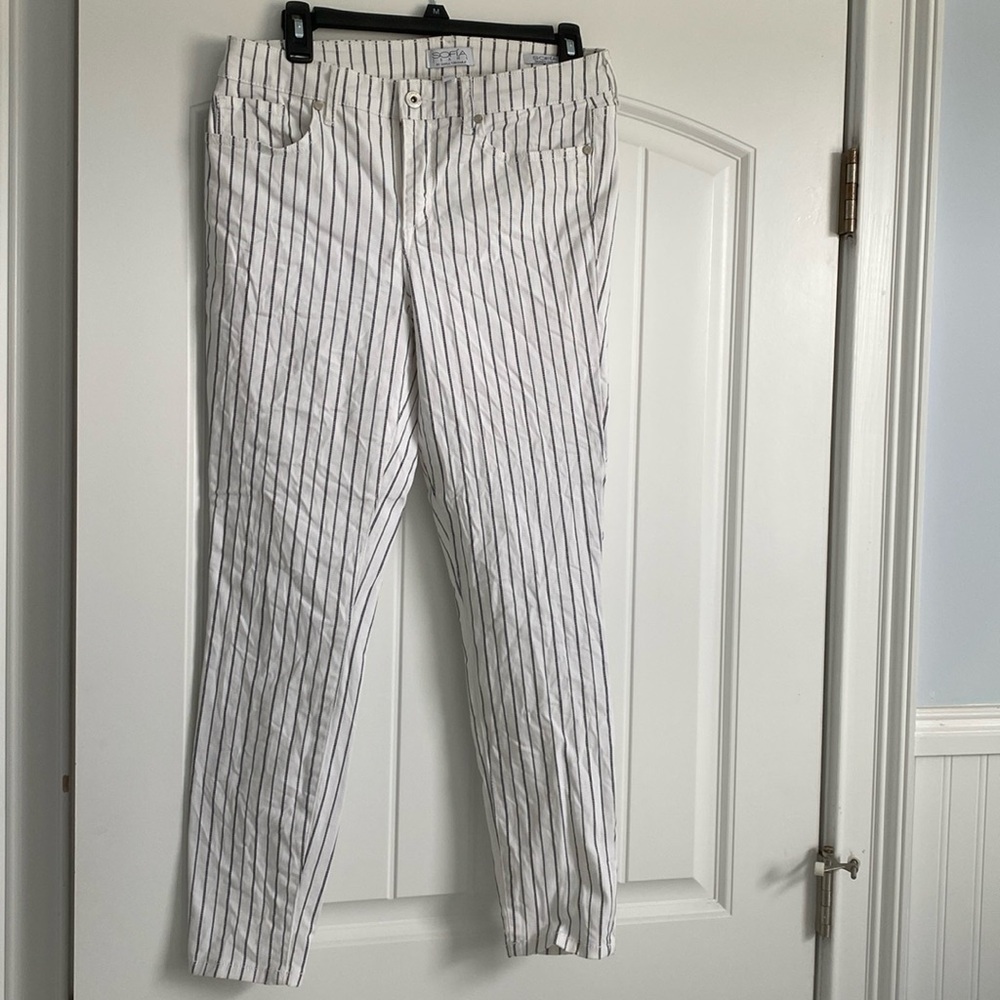 White and Black Stripe Skinny Jeans